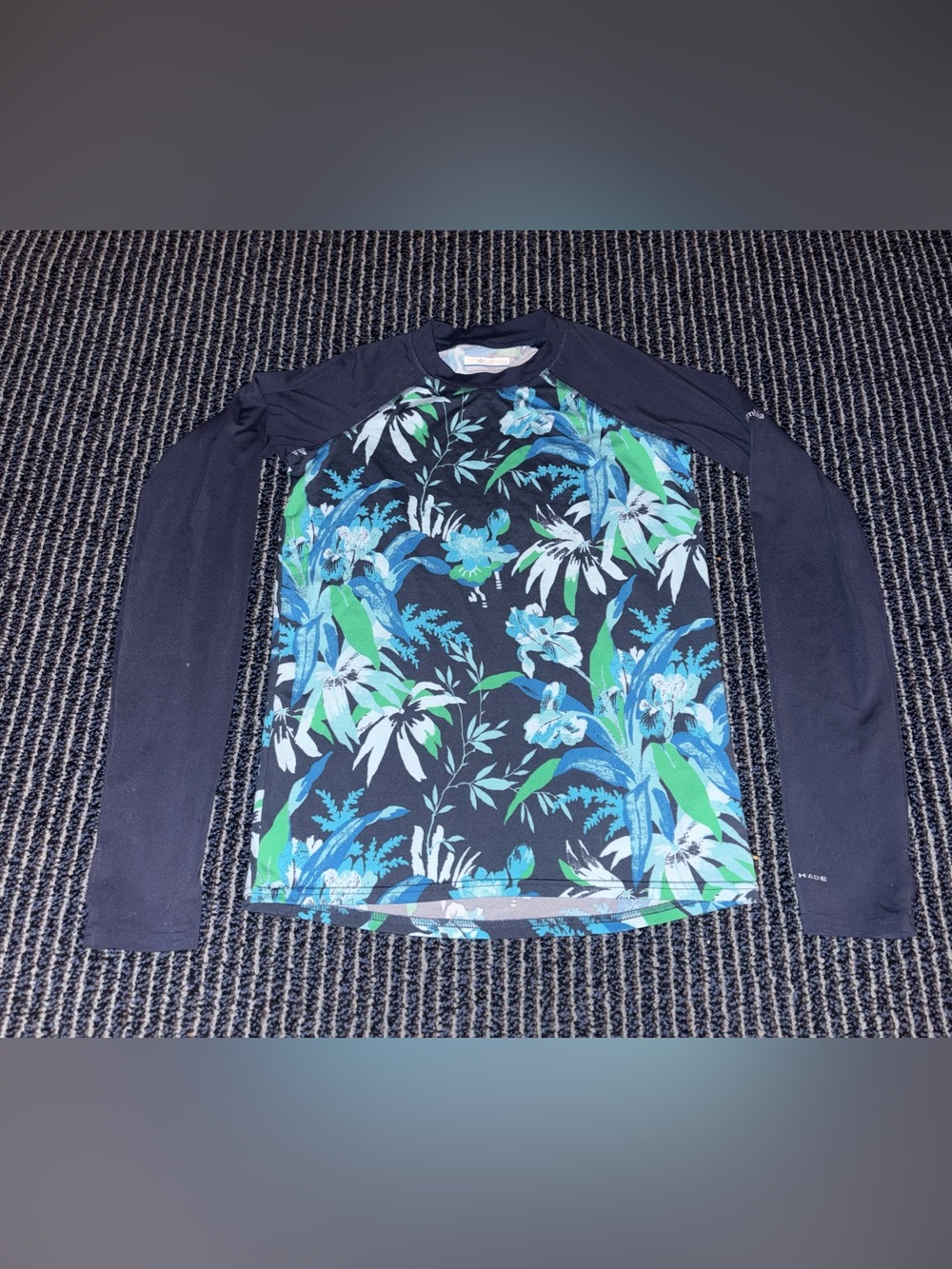 Columbia Hawaiian Shirt Boys Long Sleeve UPF Rash Guard Sun Large 14/16